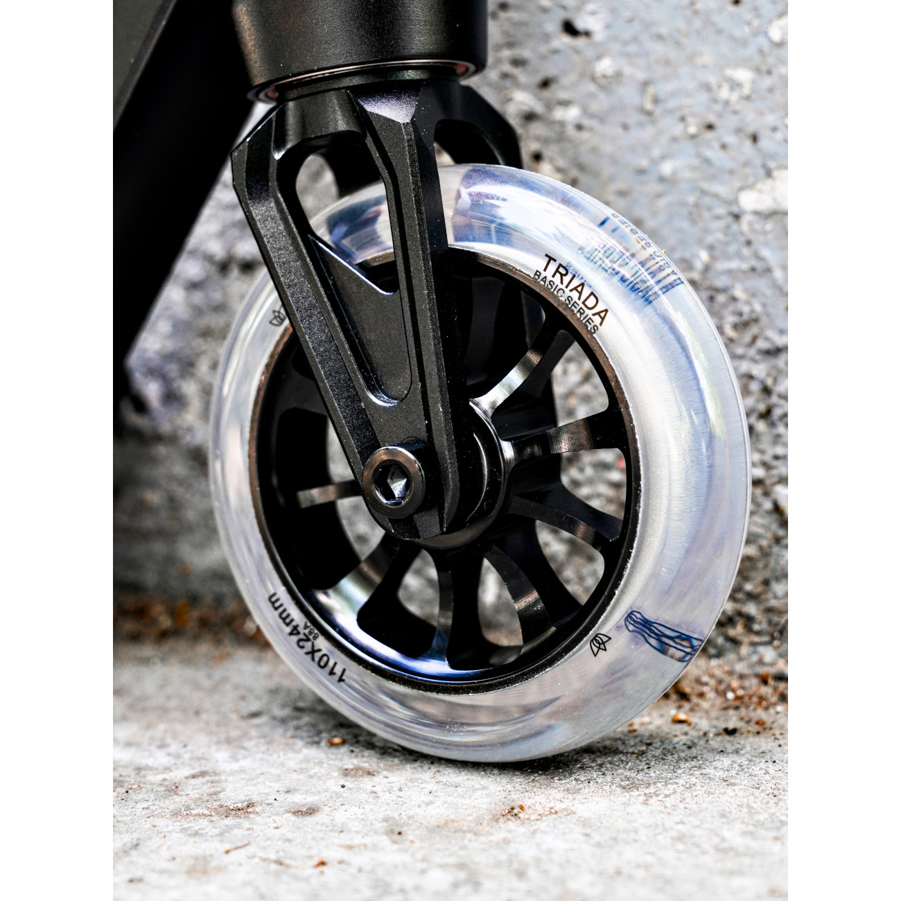 Колесо для самоката Triada Basic 10-spoke 110 прозрачный/черный