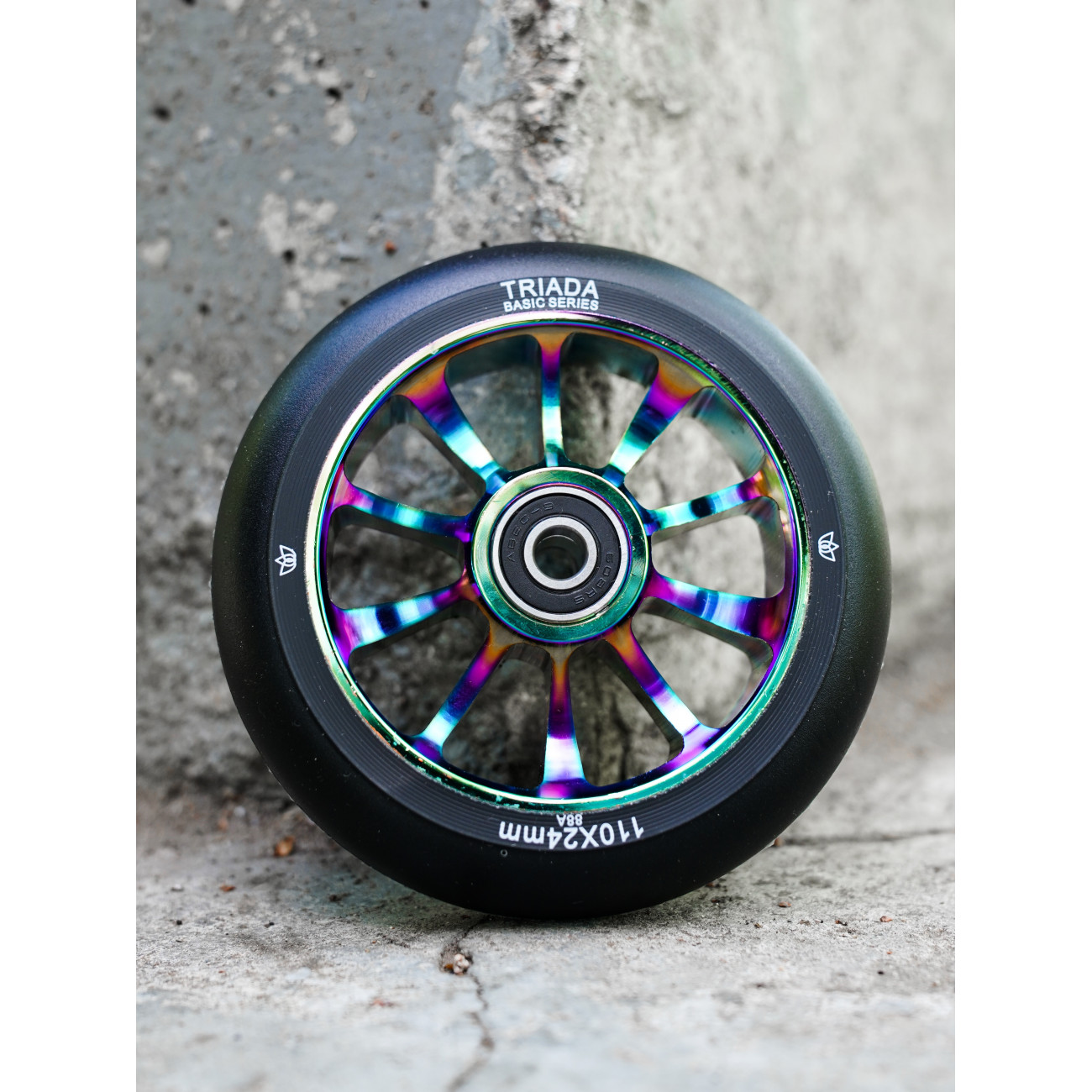 Колесо для самоката Triada Basic 10-spoke 110 черный/неохром