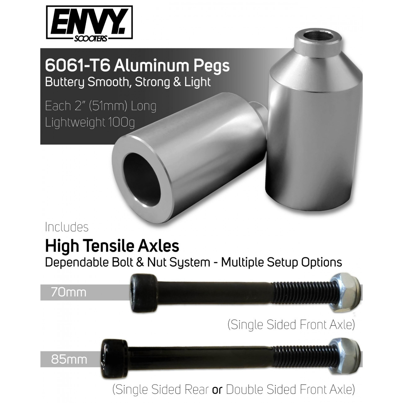 Пеги для самоката Blunt Aluminium Серебряные